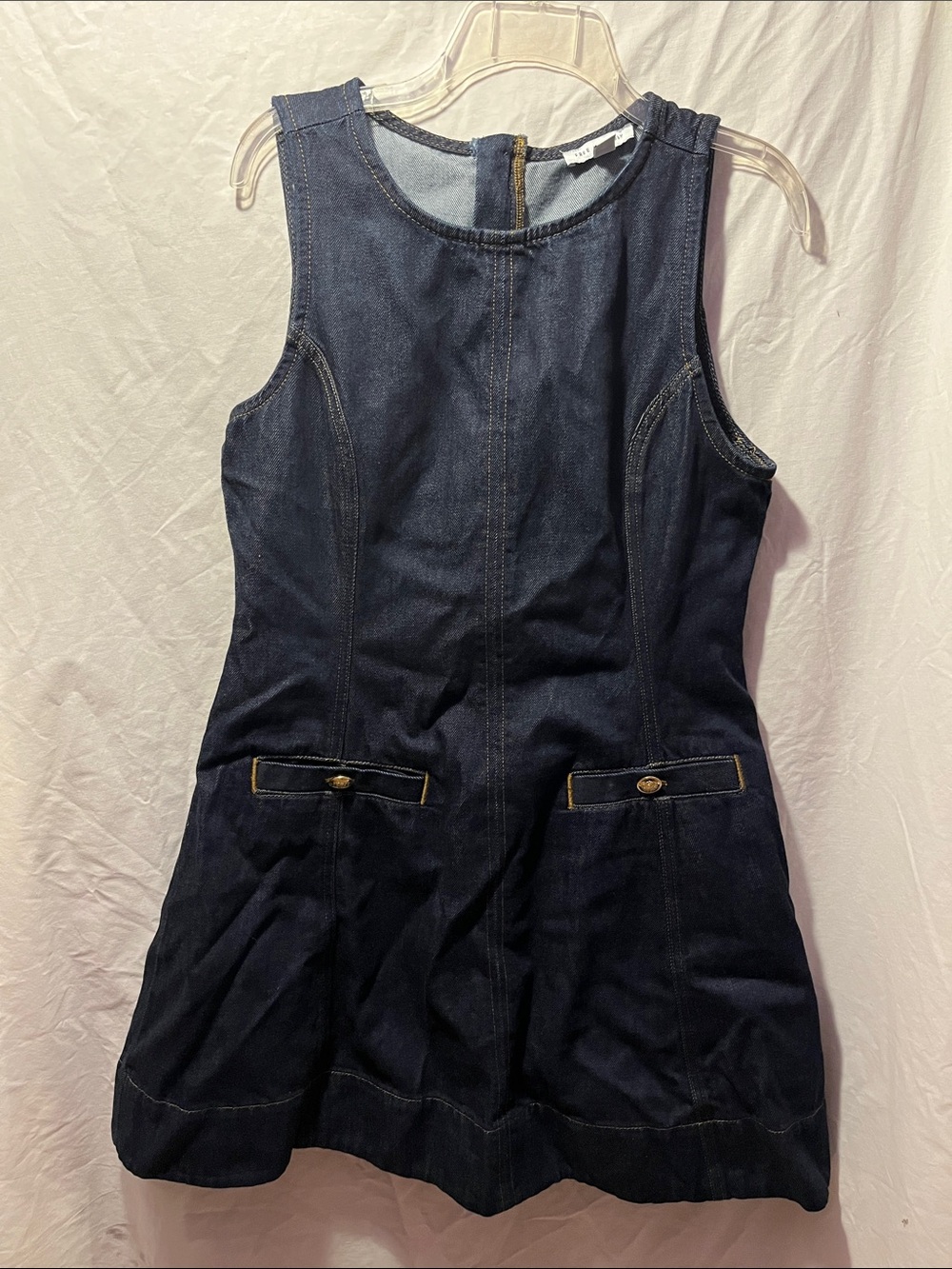Dark Denim Sleeveless Shift Dress
